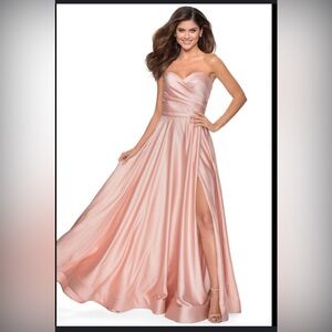 La Femme Strapless Pink Ballgown Dress 28608 Gown Dress. 2124